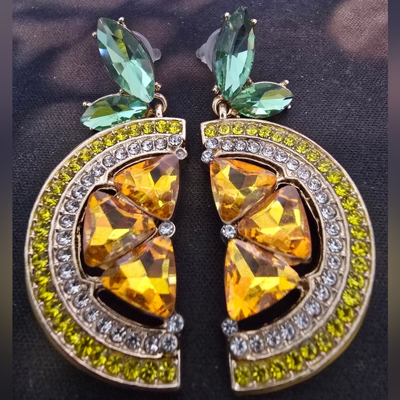 Lemon Rhinestone Earrings - Picture 1 of 2